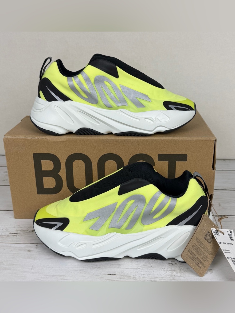 Adidas Yeezy Boost 700 MNVN Laceless 'Phosphor' Sneakers 4.5 Men’s / 6 Women’s